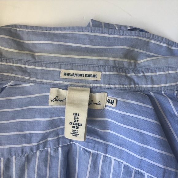 H&M L.O.G.G blue and white striped cotton button down shirt - Picture 5 of 6